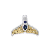 Filigree Whale Tail Sterling Silver and Vermeil Gold Accent with Gemstone Pendant MPD3798
