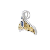 Filigree Whale Tail Sterling Silver and Vermeil Gold Accent with Gemstone Pendant MPD3798 - Jewelry