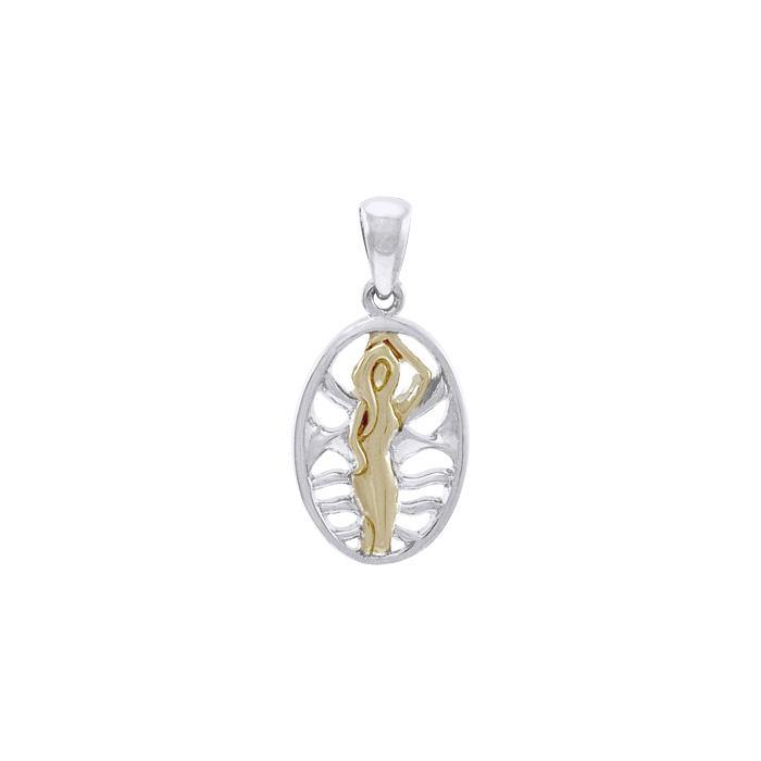 Dancing Goddess Gold Accent Silver Pendant MPD3916 - Jewelry