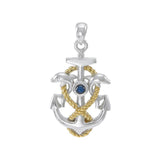 Anchor with Rope and Dolphin Sterling Silver and 18K Vermeil Gold Accent Pendant MPD4051