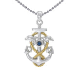 Anchor with Rope and Dolphin Sterling Silver and 18K Vermeil Gold Accent Pendant MPD4051 - Jewelry