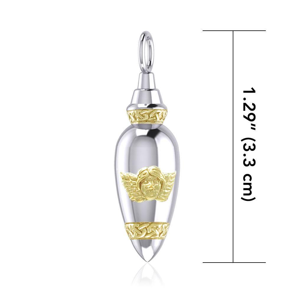 Celtic Angel Silver and Gold Bottle Pendant MPD4062 - Jewelry