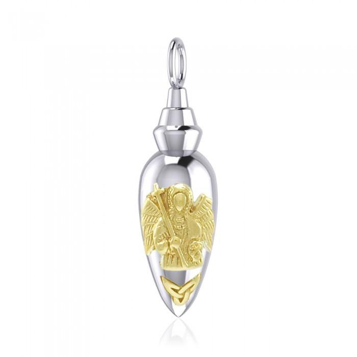 Archangel Gabriel Triquetra Silver and Gold Vial Pendant MPD4066 - Jewelry