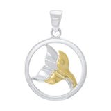 Double Whale Tail Sterling Silver with Gold Accent Pendant MPD4421