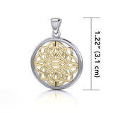 Round Celtic Knotwork Sterling Silver Pendant Jewelry with 14K Gold accent MPD4462 - Jewelry