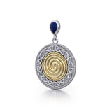 Celtic Ancestral Wisdom Spell Silver and 18K Gold Accent Pendant MPD4747