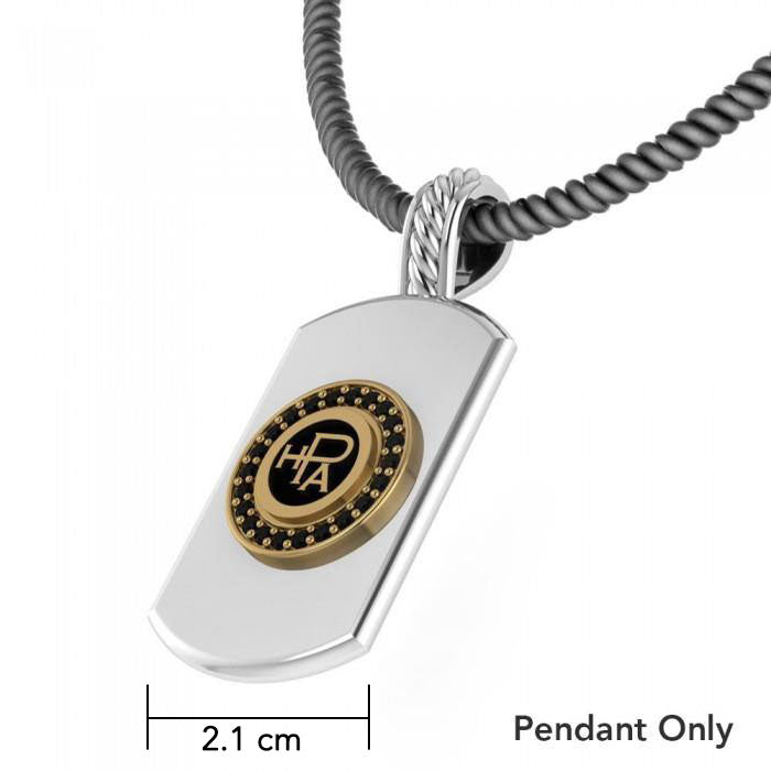 High Performance Amulet Silver and Gold Pendant with Black Spinel MPD4875