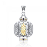 The Reiki Dai Ko Myo Japanese Lantern Silver and Gold Pendant with Gemstone MPD4928