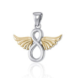 Infinity Angel Wing Silver and Gold Pendant MPD4950 - Jewelry