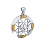Peace Centralization Sterling Silver Pendant Jewelry with 14K Gold Vermeil and Gemstones MPD5143 - Jewelry