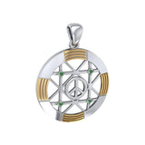 Peace Centralization Sterling Silver Pendant Jewelry with 14K Gold Vermeil and Gemstones MPD5143 - Jewelry