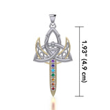 Silver and Gold Trinity Goddess Pendant with Chakra Gemstone MPD5151 - Jewelry