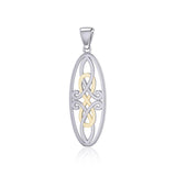 Celtic Woven Design in Oval Shape Silver and Gold Pendant MPD5233 - Jewelry