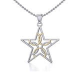 The Fifth Circle with Star Silver and Gold Pendant MPD5264 - Jewelry