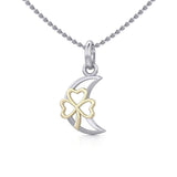 The Golden Shamrock in Crescent Moon Silver Pendant MPD5268 - Jewelry