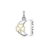 The Golden Shamrock in Crescent Moon Silver Pendant MPD5268 - Jewelry