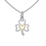 The Golden Heart in Shamrock Silver Pendant MPD5269 - Jewelry