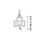 The Golden Heart in Shamrock Silver Pendant MPD5269 - Jewelry