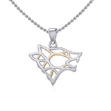 Geometric Wolf Silver and Gold Pendant MPD5270 - Jewelry