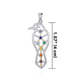 Geometric Raven Silver and Gold Pendant with Chakra Gemstone MPD5277 - Jewelry