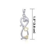 Infinity Cat with Heart and Celtic Trinity Knot Silver and Gold Pendant MPD5279 - Jewelry