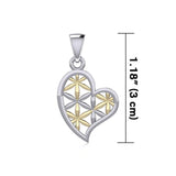 Silver and Gold Heart with Flower of Life Pendant MPD5284 - Jewelry