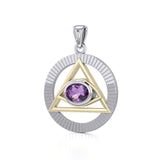 Eye of The Pyramid Silver and Gold Pendant MPD5297 - Jewelry