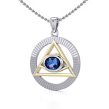 Eye of The Pyramid Silver and Gold Pendant MPD5297 - Jewelry