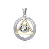 Eye of The Pyramid Silver and Gold Pendant MPD5297 - Jewelry