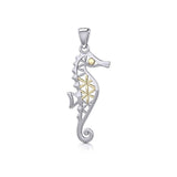 Silver and Gold Flower of Life Seahorse Pendant MPD5299 - Jewelry