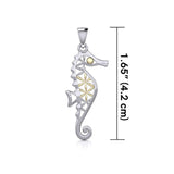 Silver and Gold Accent Flower of Life Seahorse Pendant MPD5299 - Jewelry