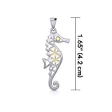 Silver and Gold Flower of Life Seahorse Pendant MPD5299 - Jewelry