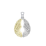 14 Karat Gold Plated on Sterling Silver Angel Wings Pendant MPD5332 - Jewelry