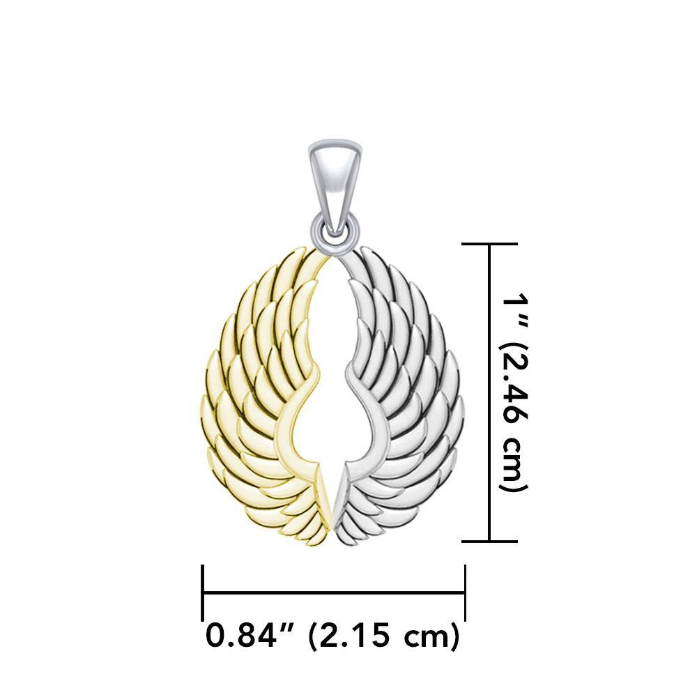14 Karat Gold Plated on Sterling Silver Angel Wings Pendant MPD5332 - Jewelry