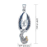 Alighting breakthrough of the Mythical Phoenix Silver and Gold Pendant MPD5680 - Jewelry