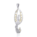 Mythical Phoenix Sterling Silver and 14K Gold Accent Pendant MPD5723