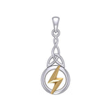 Zeus God Lightning Bolt with Celtic Trinity Knot Silver and Gold Pendant MPD5898 - Jewelry