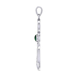Celtic Goddess Taurus Astrology Zodiac Sign Silver and Gold Accents Pendant with Emerald MPD5936 - Jewelry
