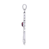 Celtic Goddess Cancer Astrology Zodiac Sign Silver and Gold Accents Pendant with Ruby MPD5938 - Jewelry