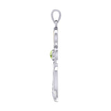 Celtic Goddess Leo Astrology Zodiac Sign Silver and Gold Accents Pendant with Peridot MPD5939 - Jewelry
