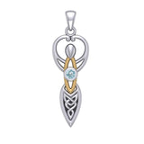 Celtic Goddess with Birthstone Silver and Gold Accents Pendant MPD5959 - Jewelry