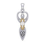 Celtic Goddess with Birthstone Silver and Gold Accents Pendant MPD5959 - Jewelry