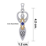 Celtic Goddess with Birthstone Silver and Gold Accents Pendant MPD5959 - Jewelry