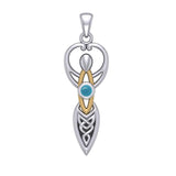 Celtic Goddess with Birthstone Silver and Gold Accents Pendant MPD5959