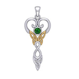 Celtic Infinity Goddess with Birthstone Silver and Gold Accents Pendant MPD5960 - Jewelry