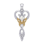 Celtic Infinity Goddess with Birthstone Silver and Gold Accents Pendant MPD5960 - Jewelry