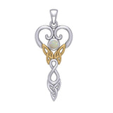 Celtic Infinity Goddess with Birthstone Silver and Gold Accents Pendant MPD5960 - Jewelry