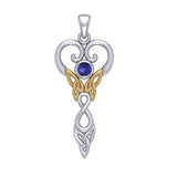 Celtic Infinity Goddess with Birthstone Silver and Gold Accents Pendant MPD5960 - Jewelry
