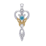 Celtic Infinity Goddess with Birthstone Silver and Gold Accents Pendant MPD5960 - Jewelry