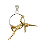 Beautiful Acrobat Lady With Her Magical Aerial Hoop Silver with 14K Gold Accent Pendent MPD5998 - Jewelry